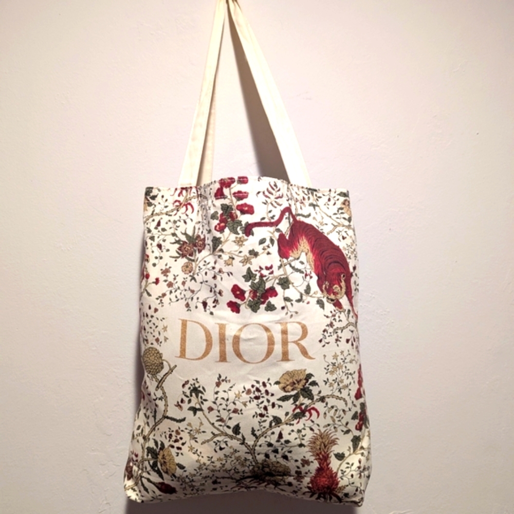 Dior Floral Tiger Print Canvas Tote NWT